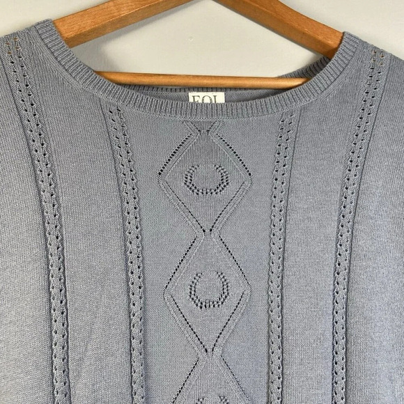 EQL by Kerrits Lucky Horseshoe Cable Equestrian Sporty Preppy Sweater Size XL - Picture 3 of 10